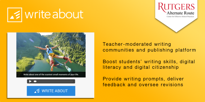 Writeabout - Teacher-moderated writing communities and publishing platform. Boost students’ writing skills, digital literacy and digital citizenship. Provide writing prompts, deliver feedback and oversee revisions.