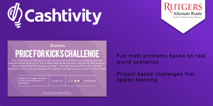 Cashtivity - Fun math problems based on real world scenarios. Project based challenges that sparks learning.