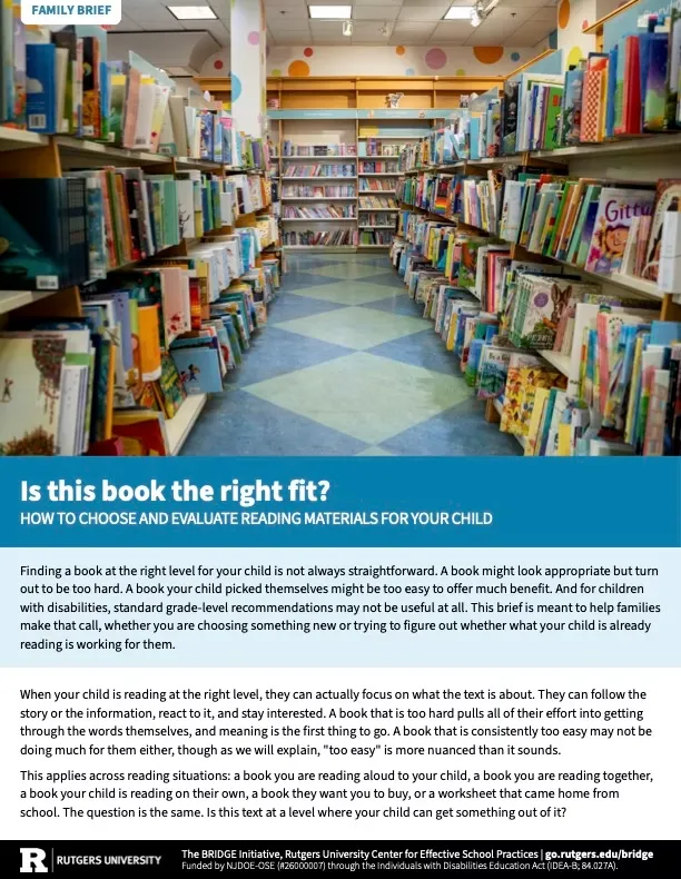 Family Brief- Choosing The Right Book