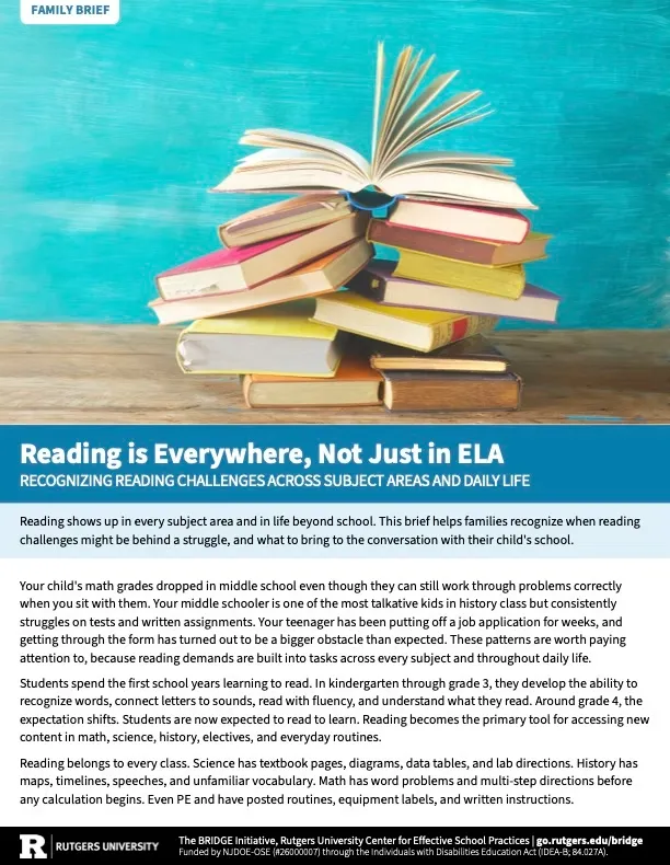 Family Brief- Reading is Everywhere