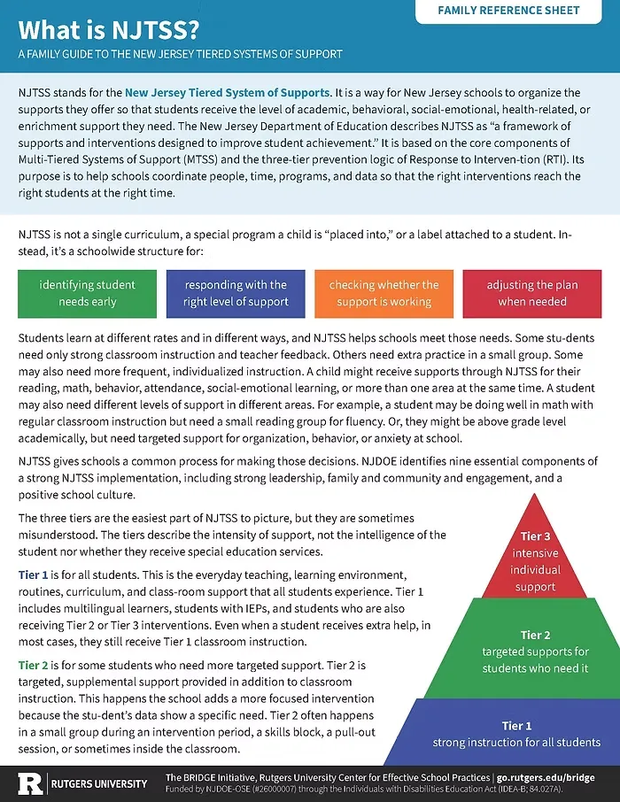 What is NJTSS? A Family Reference Sheet